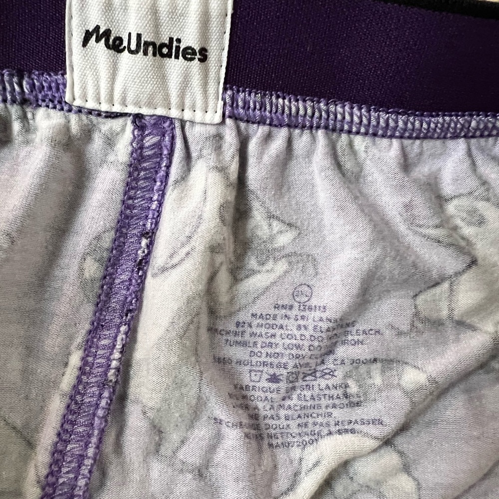 MeUndies Purple mens Pajama lounge pants kung fu Raccoon Print 2x DISCONTINUED - Picture 4 of 4